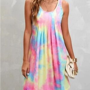 Colorful Tie-Dye Sleeveless Dress